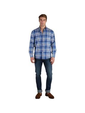 Ralph Lauren Shirt Men’s 2XLT Blue Plaid Oxford Button Down Flesh Pony